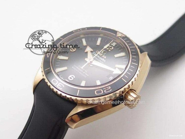 0522 Planet Ocean Professional Rose Gold Liquid Metal V6F 42mm On Black Rubber Strap A Vibrant 8266